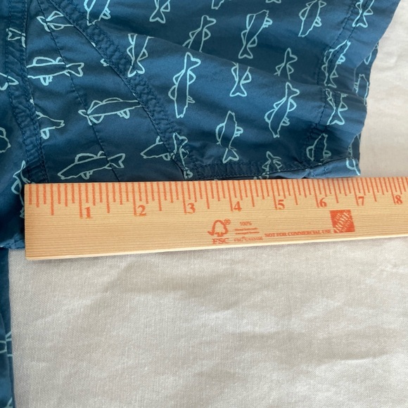 Duluth Trading Fish Print Shirt Men’s XL Tall Blue Short Sleeves Cotton - Picture 9 of 9